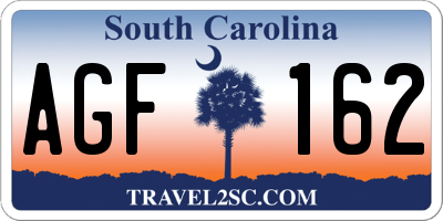 SC license plate AGF162