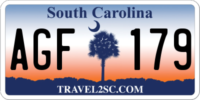 SC license plate AGF179