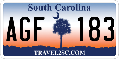 SC license plate AGF183