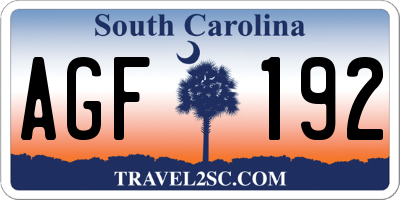SC license plate AGF192