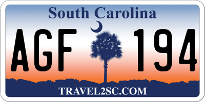 SC license plate AGF194