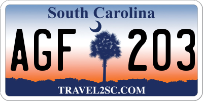 SC license plate AGF203