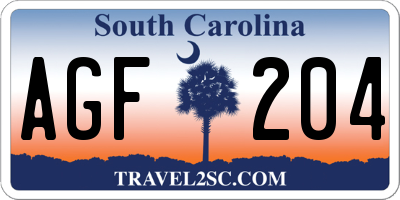 SC license plate AGF204