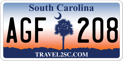 SC license plate AGF208