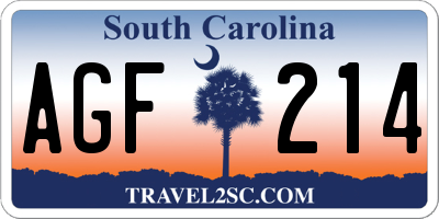 SC license plate AGF214