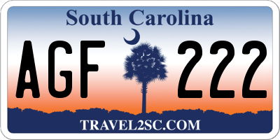 SC license plate AGF222