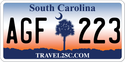 SC license plate AGF223