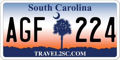 SC license plate AGF224