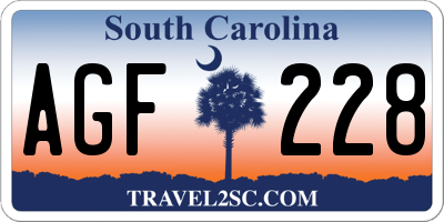 SC license plate AGF228