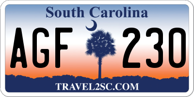 SC license plate AGF230