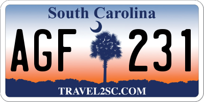 SC license plate AGF231