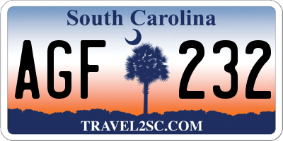 SC license plate AGF232