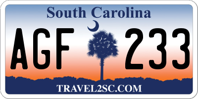 SC license plate AGF233