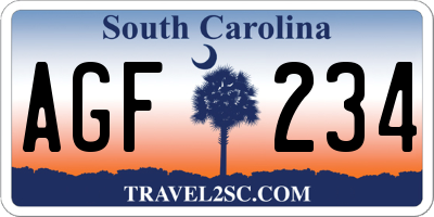 SC license plate AGF234