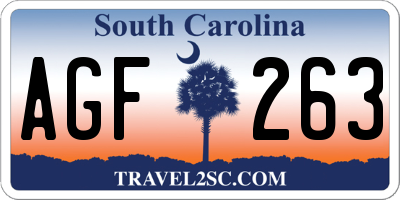 SC license plate AGF263