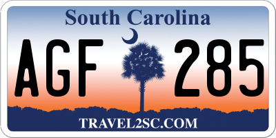SC license plate AGF285