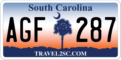 SC license plate AGF287