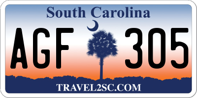 SC license plate AGF305