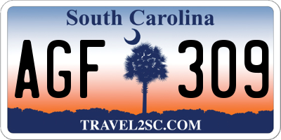 SC license plate AGF309