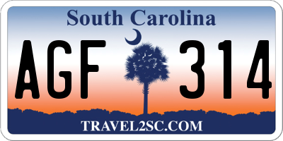 SC license plate AGF314