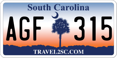 SC license plate AGF315