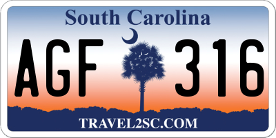 SC license plate AGF316