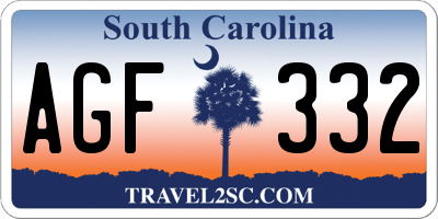 SC license plate AGF332
