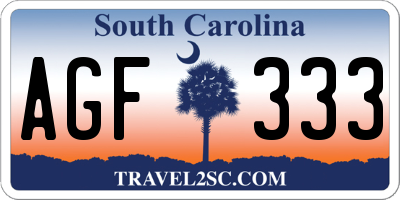 SC license plate AGF333