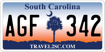 SC license plate AGF342