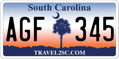 SC license plate AGF345