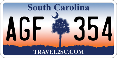 SC license plate AGF354