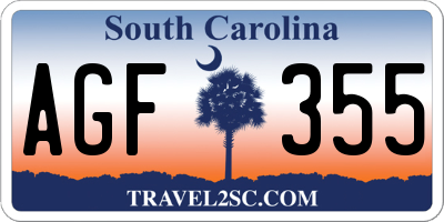 SC license plate AGF355