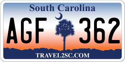SC license plate AGF362
