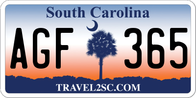SC license plate AGF365