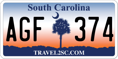 SC license plate AGF374