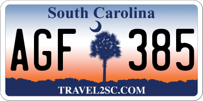SC license plate AGF385