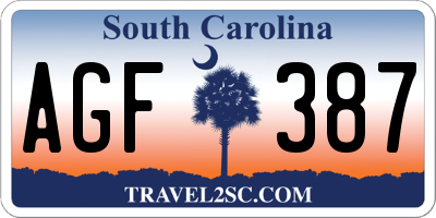 SC license plate AGF387