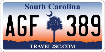 SC license plate AGF389