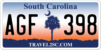 SC license plate AGF398
