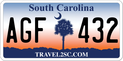 SC license plate AGF432