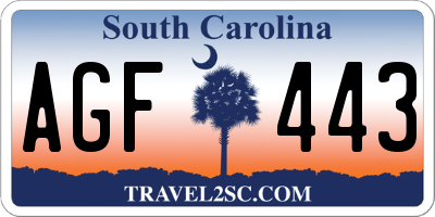 SC license plate AGF443
