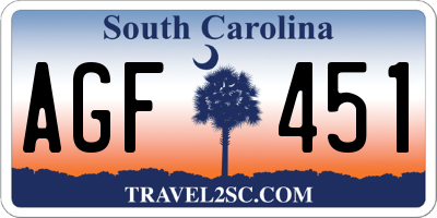 SC license plate AGF451