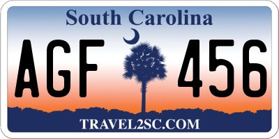 SC license plate AGF456