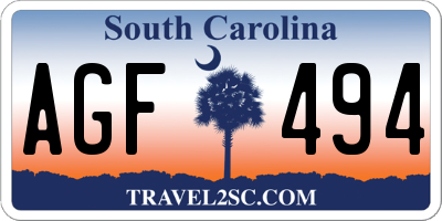 SC license plate AGF494