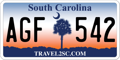 SC license plate AGF542