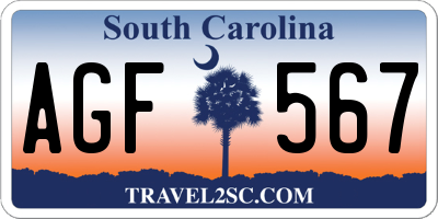 SC license plate AGF567