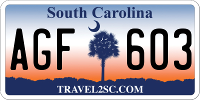 SC license plate AGF603