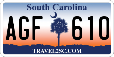 SC license plate AGF610