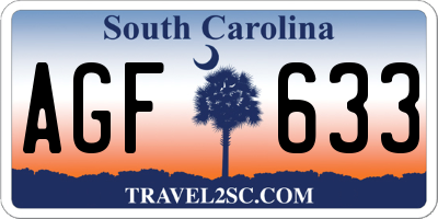 SC license plate AGF633