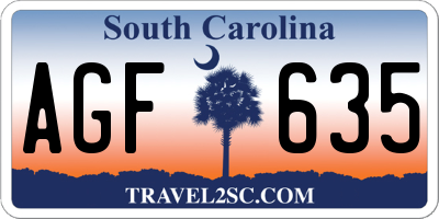 SC license plate AGF635